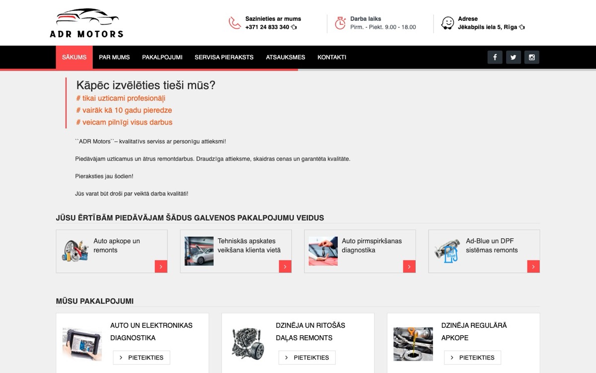 ADR Motors website